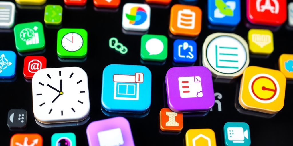 Colorful app icons representing study productivity tools.